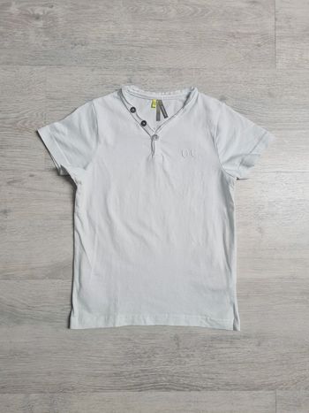 Tee-shirt blanc manches courtes col V boutonné 5 ans Orchestra