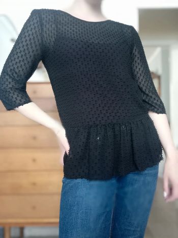 Blouse noire peplum plumetis Promod taille 38