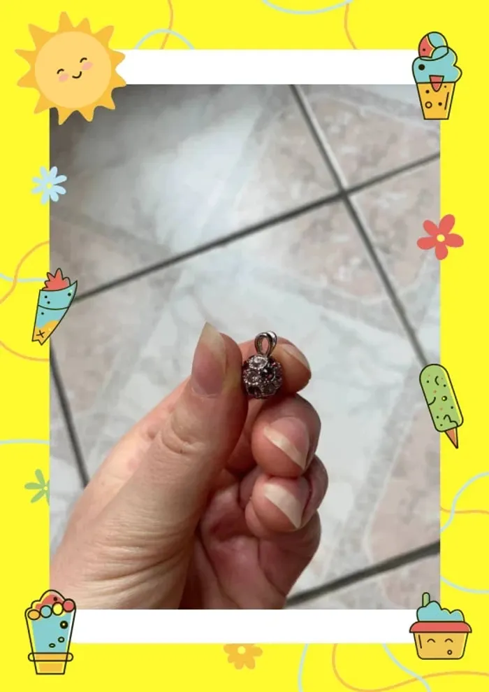 Pendentif sans chaîne argenté violet - photo numéro 2