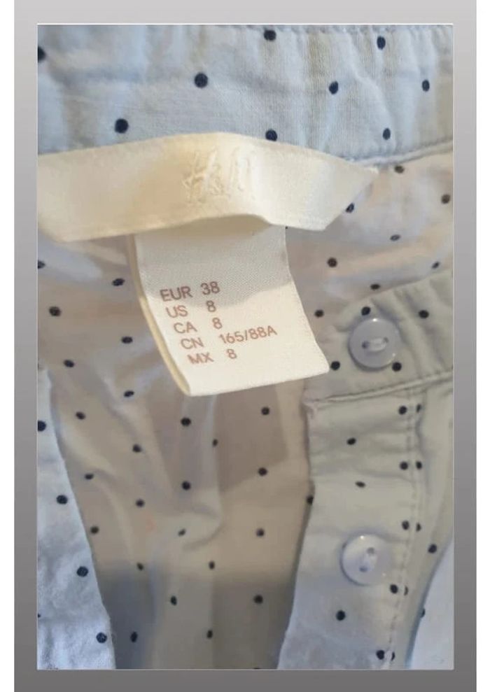 Chemisier femme H&M T38 bleu ciel à pois bleu marine - photo numéro 3