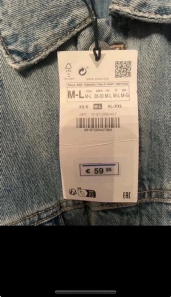 Veste en jean longue hiver Zara, taille 40 nouvelle collection acheter 60 € - photo numéro 4