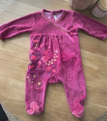 Pyjama en velours rose bébé fille 3 mois Gemo