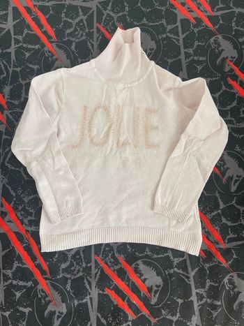 Pull col roulé rose fille