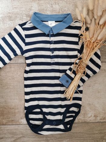 🌸Body bébé 9/12mois 80cm garçon HetM col chemise