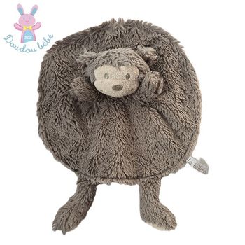 Doudou plat Singe rond marron beige La Galleria