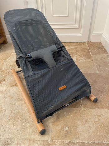 Transat Childhome Belgium – gris tissu & pieds en bois