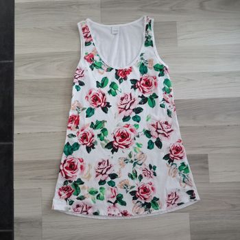 Débardeur femme blanc imprimé à fleurs Camaïeu taille 38