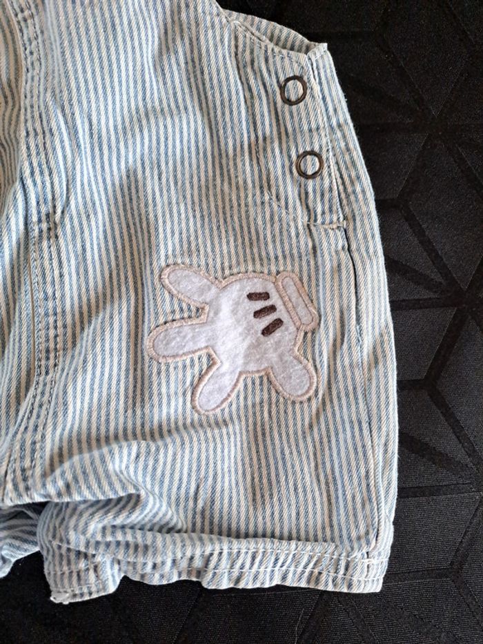 Magnifique ensemble salopette short et chemise manche courte mickey 6mois 100%coton - photo numéro 8