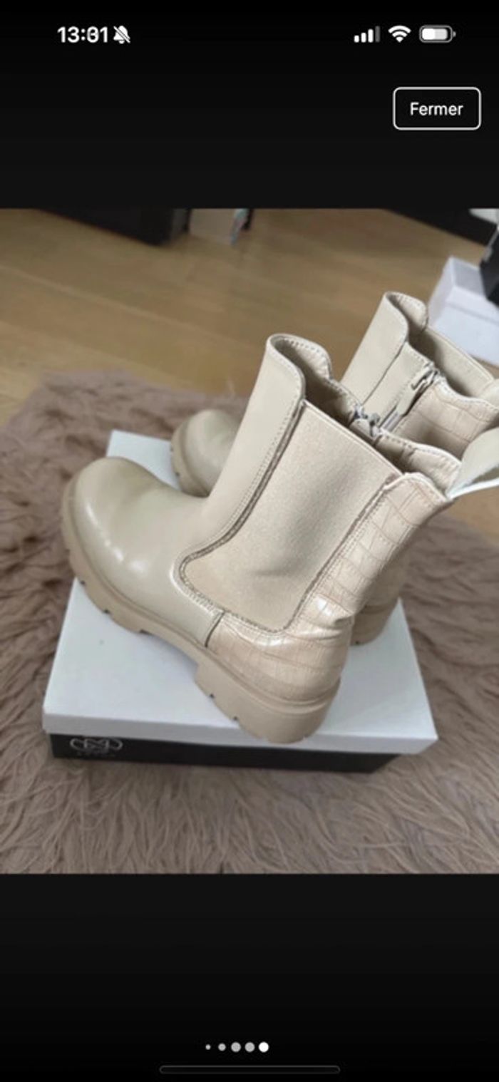 Bottines beige croco - photo numéro 5
