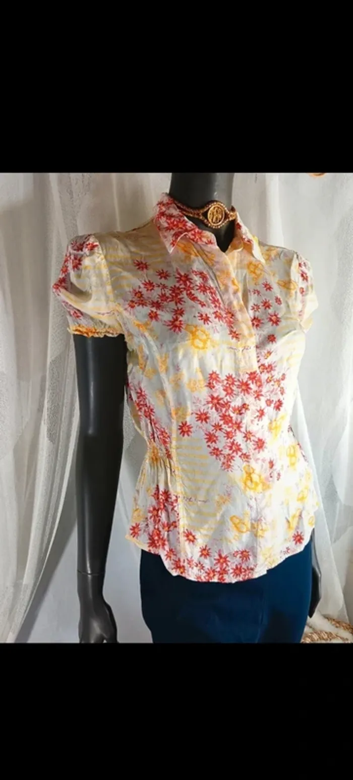 Jean Paul Gaultier | chemisier fleuri | t. S - photo numéro 4