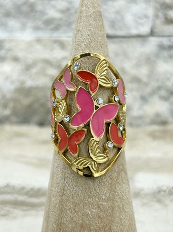 Bague dorée  et rose en acier inoxydable