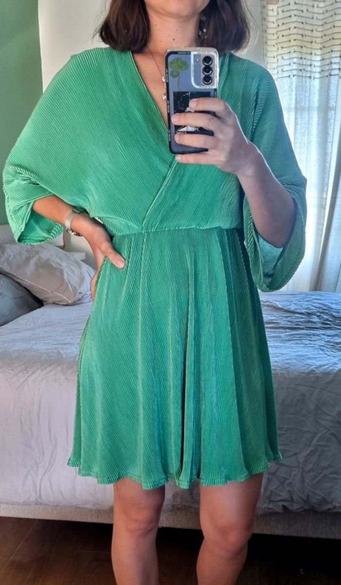 Robe d'été verte à pli, taille unique - photo numéro 6