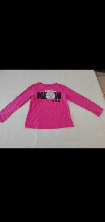 Tee shirt rose manches longues chat NKY 8 ans