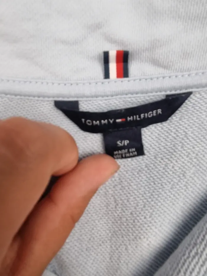 Sweat 1/4 zip Tommy Hilfiger bleu – Taille S Femme (mesures en photos) - photo numéro 8