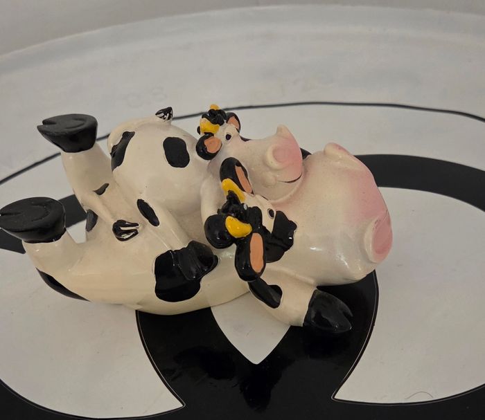 Tirelire vache rigolote en céramique  déco campagne vintage – très bon état - photo numéro 5
