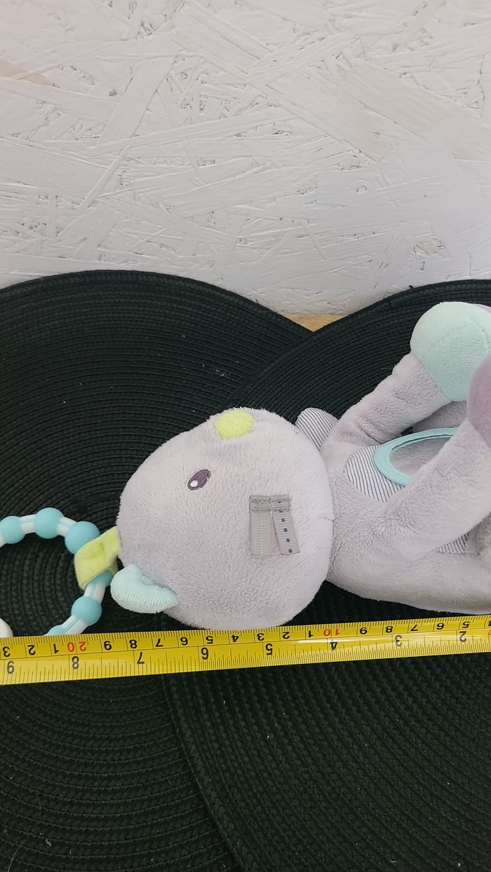 chat mauve clair sucre d'orge peluche doudou chat d'eveil hochet miroir - photo numéro 3