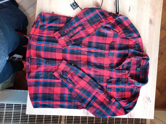 Chemise à carreaux rouge/bleu marine Amisu taille M - photo numéro 4