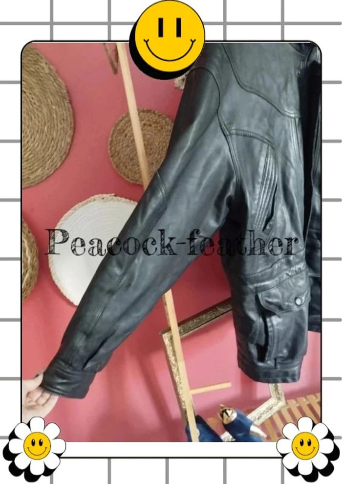 Veste cuir véritable homme noir 56 - photo numéro 2