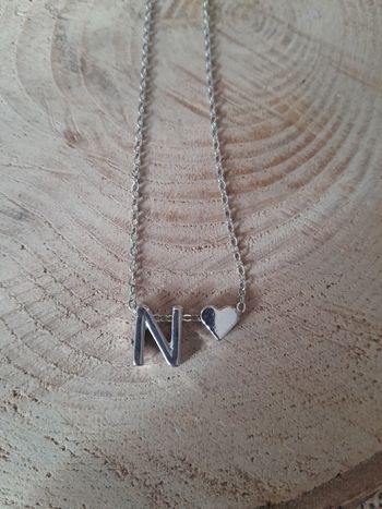 Collier coeur initiale N argenté