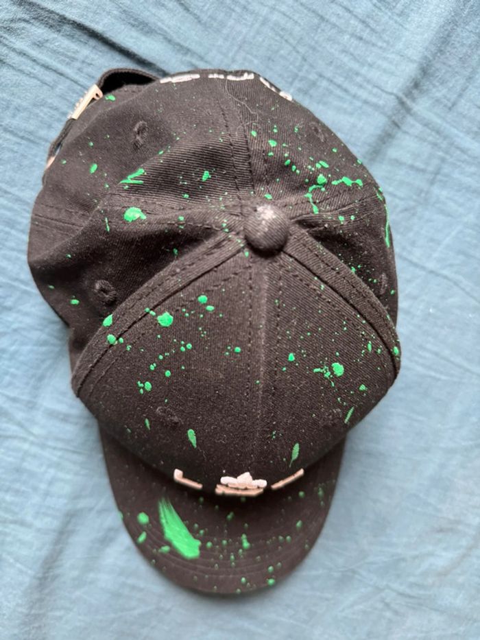 Casquette LXH noire éclaboussures vertes – réglable - photo numéro 3