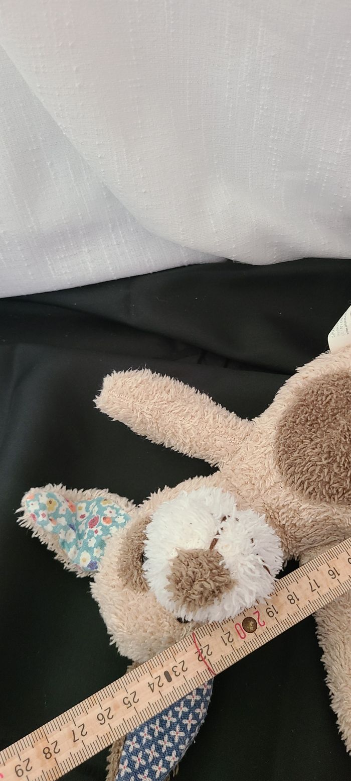 doudou chien beige marron , imprimé oreilles - photo numéro 4