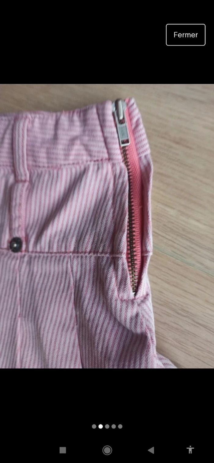 Jupe rayée blanche et rose ajustable élastiques Cyrillus 6 ans - photo numéro 2