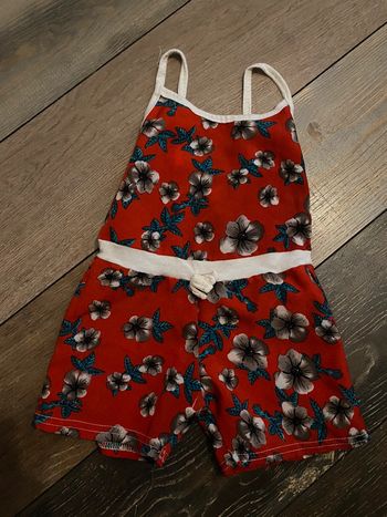 Combishort fille rouge fleurs légère 18-24 mois