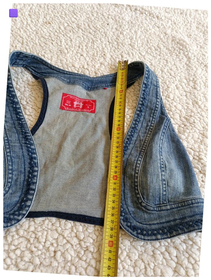 Gilet en jean court denim layering old school vintage rock bohème – edc – Taille L - photo numéro 7