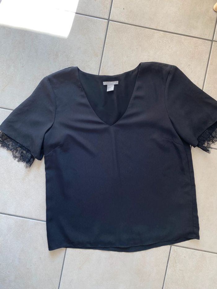 Blouse noire dentelle H&M 36 - photo numéro 7