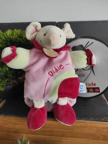 Doudou Et Compagnie Marionnette Souris Didie Rose Vert Plat #geektradedoudou