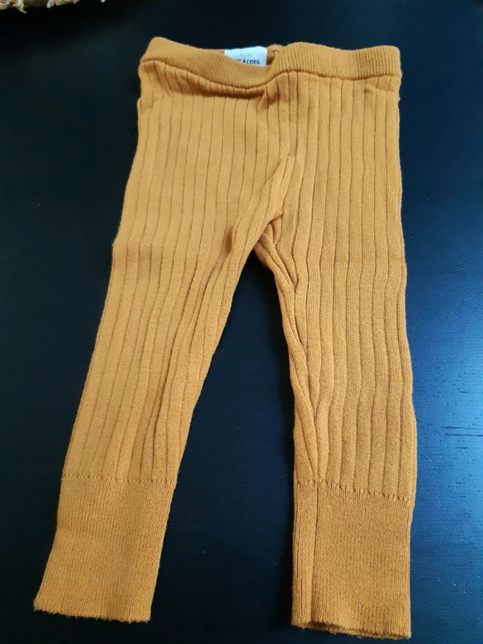 Legging collant sans pied bebe fille 12 mois TAO moutarde jaune neuf