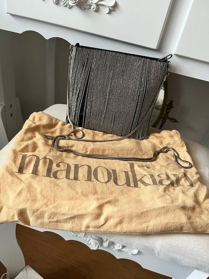 Pochette/sac soirée chaînettes argenté brillante Manoukian TBE 💎 - photo numéro 3