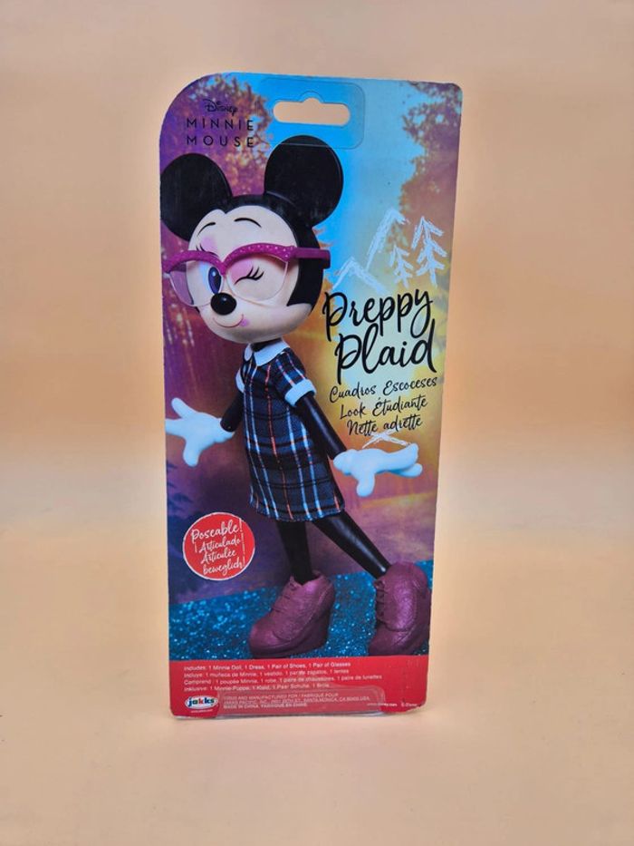 disney Poupée Minnie Mouse "Preppy Plaid" Look Écolière Stylée & Lunettes Fun - photo numéro 3