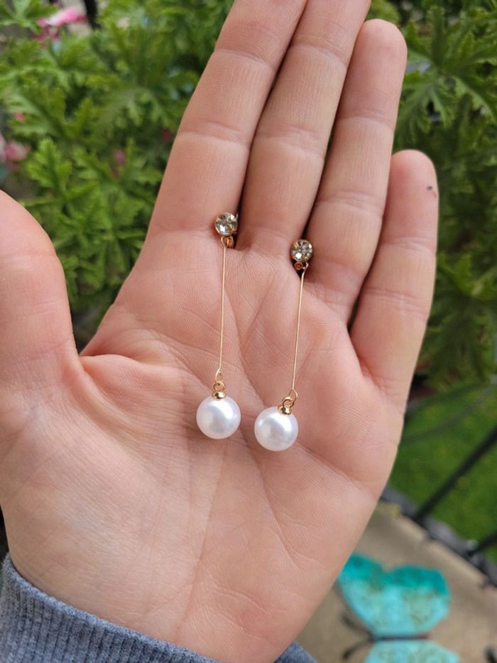 Clips fins et délicats perles blanches