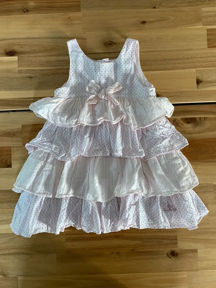 Robe sergent major rose petit pois noir