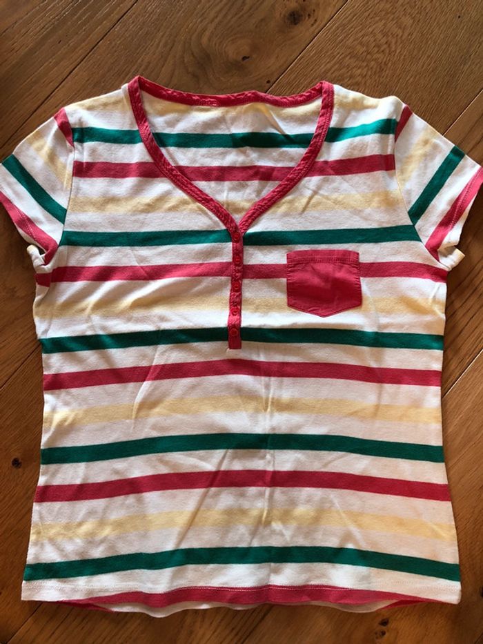 Tee shirt Armand Thiery blanc rayé taille L