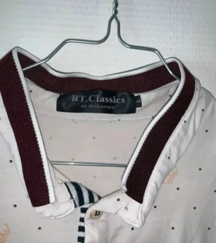 👕 Polo homme blanc imprimé - Taille 40 (L) - photo numéro 3