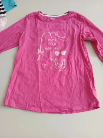 T-shirt manches longues Vertbaudet 14 ans prête pour l'aventure rose