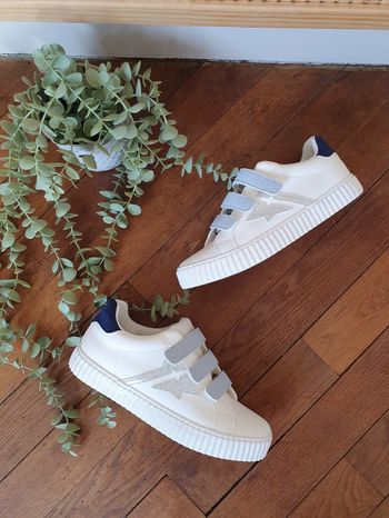 Baskets à scratchs Bali écru/marine Pointure 40