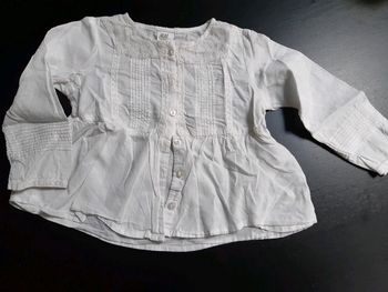 Chemisier brodé blanc vintage h&m bebe fille 12 16 mois blanc neuf