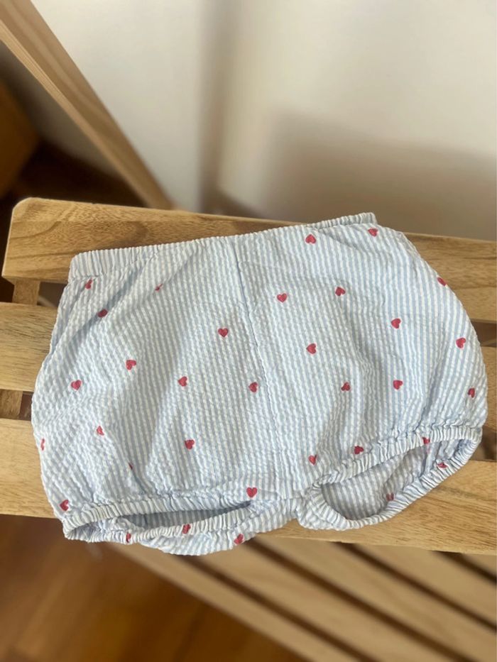 Robe et culotte bleu et petits cœurs rouge taille 24 mois vertbaudet - photo numéro 4