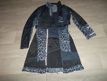 Ensemble FORLA PARIS veste + robe tons bleus taille 38 NEUF