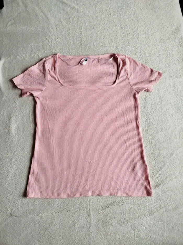 Haut col carré rose Takko taille M