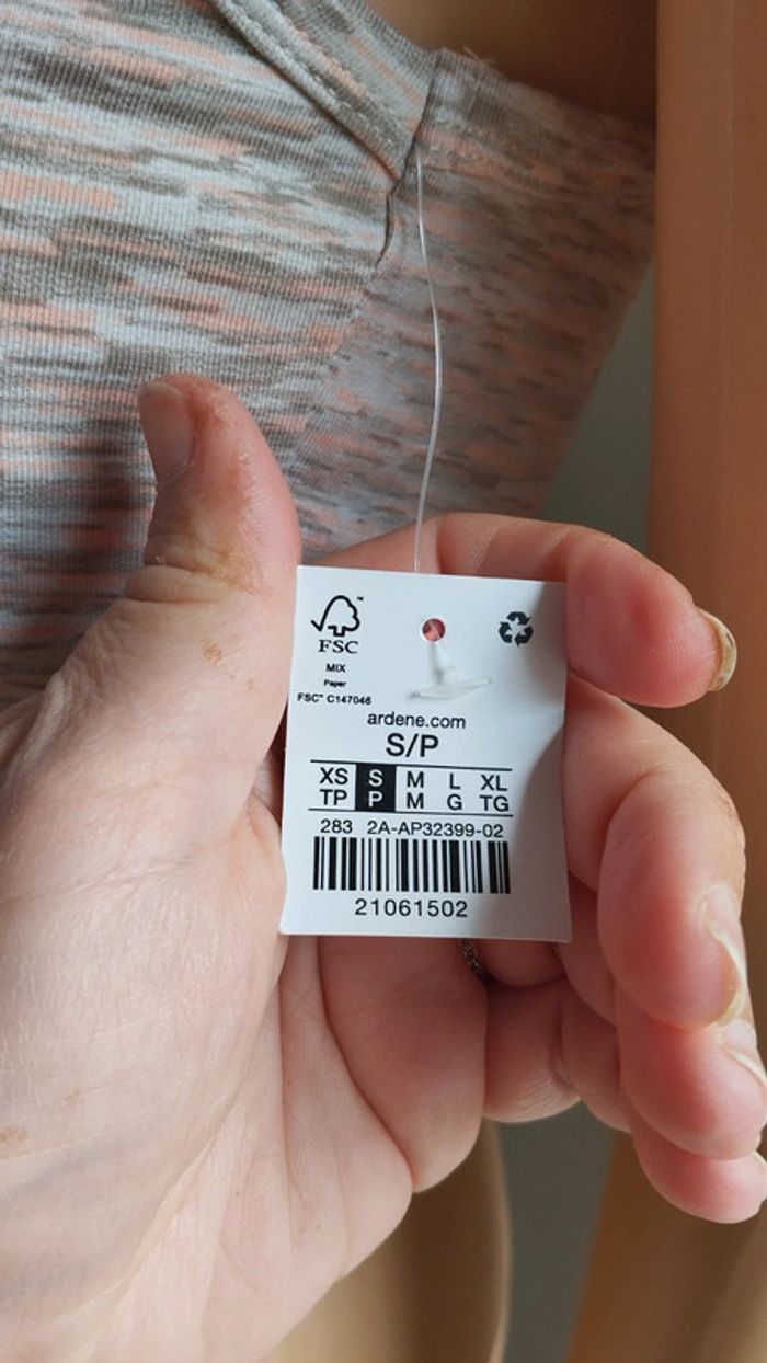 Top haut court débardeur gris rose taille s femme - photo numéro 5