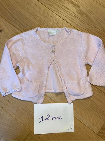 Gilet rose tricot court – Disney – 12 mois