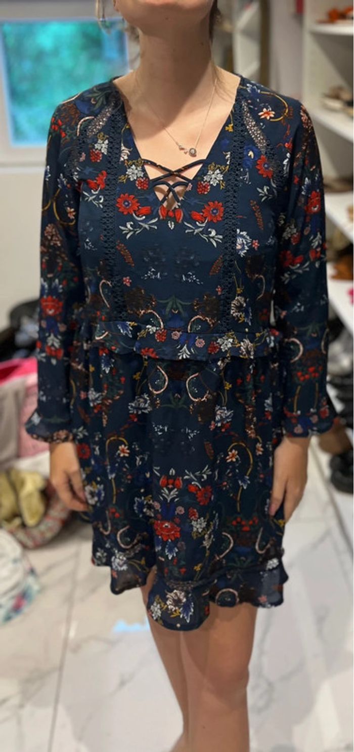 Robe femme taille 36 38 S M marque kilky fleurs voilage - photo numéro 2