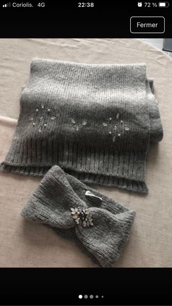 Echarpe + bandeau gris + strass