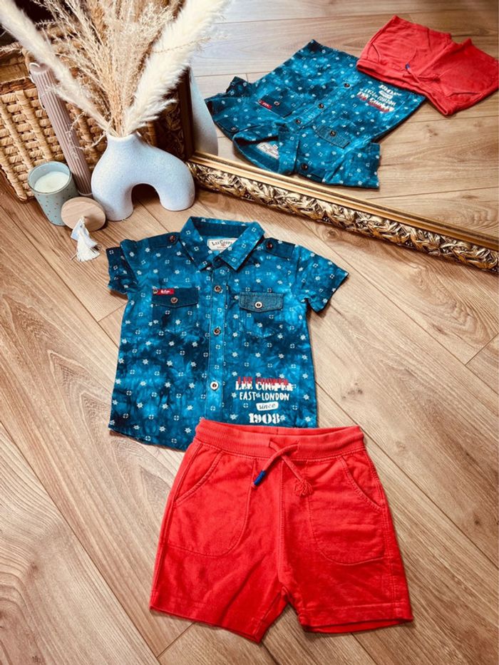 Taille 2 ans ensemble 2p été garçon Zara Lee Cooper bleu et rouge * London * 💙