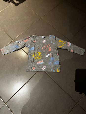 T shirt de pyjama manches longues - Disney - Têtes de Minnie / Diamants - Gris - 5/6 ans