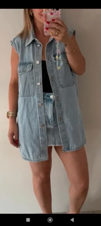 Veste longue en jean sans manches H&M 36